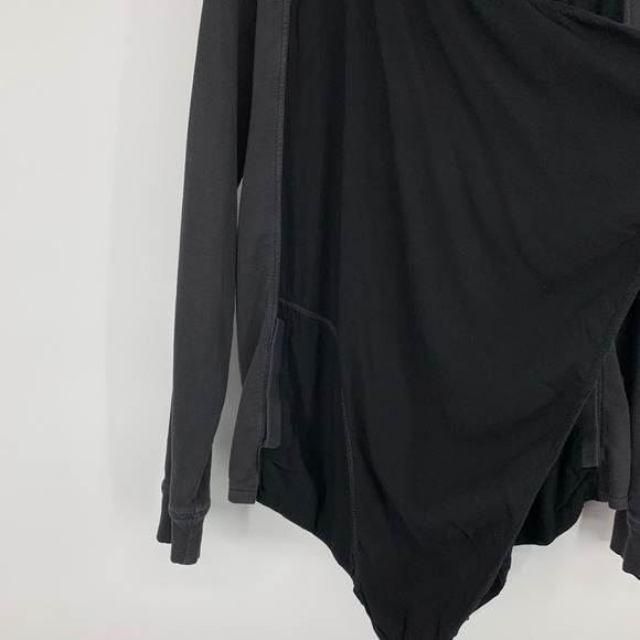 Lucky Brand Cardigan Gray Black Drape Open Front Womens Size Large - Picture 7 of 9